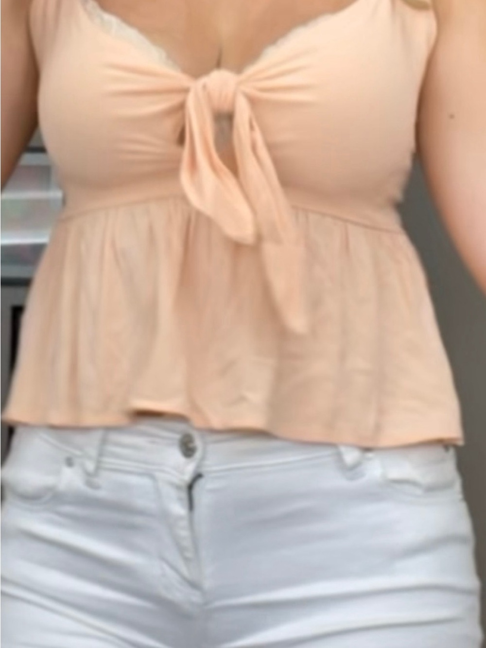 PacSun Light Peach Tie-Front Peplum Camisole